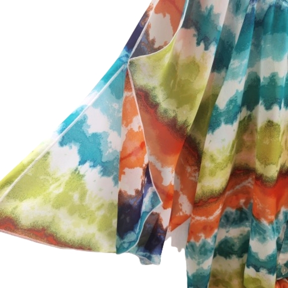BY & BY Rainbow Ombre Sheer Cutout Butterfly Sleeve Weird Girl Phoebe Buffay Top - Picture 10 of 14